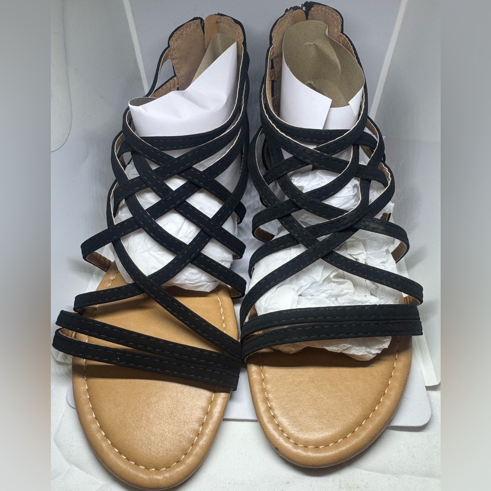 Black Strappy Sandals for Women